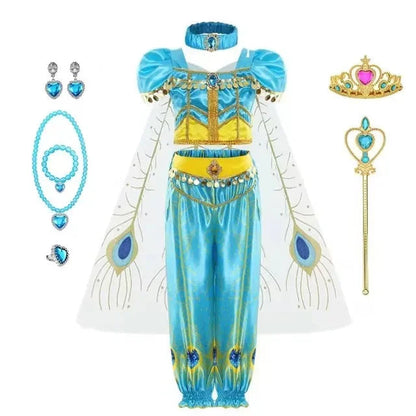 Jasmine Girls Aladdin Costume Halloween Princess Dress Kids Birthday Party Christmas Arabian Cosplay 4 5 6 7 8 9 10 Years Good Vibrations