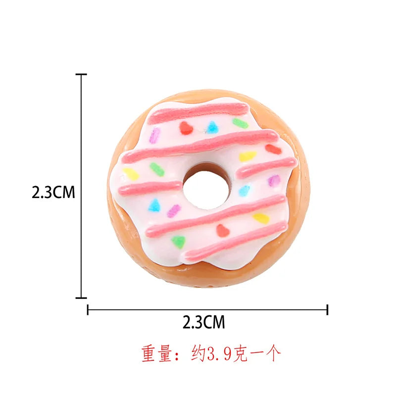 8pcs Kawaii New Cute Mini Donut Flat Back Resin Cabochons Scrapbooking DIY Jewelry Craft Decoration Embellishments Accessories Good Vibrations