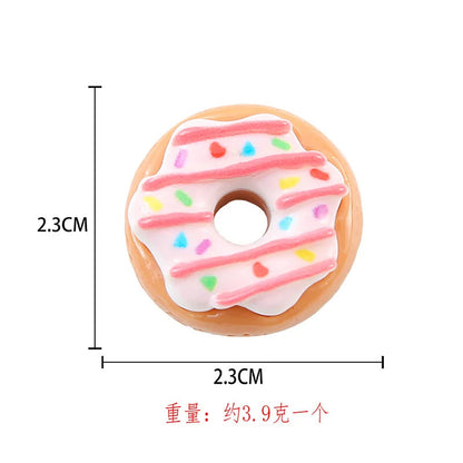 8pcs Kawaii New Cute Mini Donut Flat Back Resin Cabochons Scrapbooking DIY Jewelry Craft Decoration Embellishments Accessories Good Vibrations
