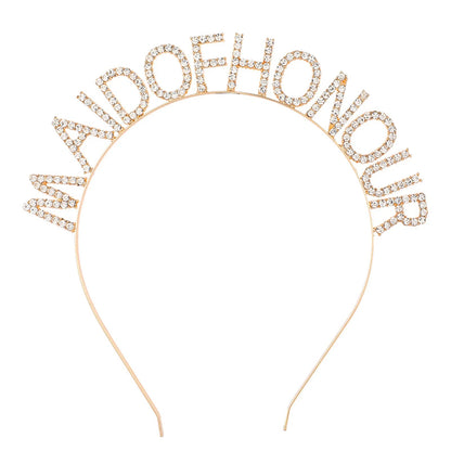 Bridesmaid Hair Accessories Rhinestone Headband Maid Of Honour Crystal Hairbands Team Bride Wedding Shower Party Jewelry Good Vibrations
