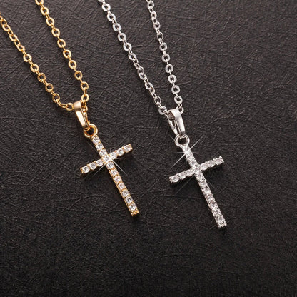 Hot Selling Jewelry Cross Pendant Necklace With Zircon Fashionable And Personalized Design Popular Hip Hop Neck Chain Good Vibrations