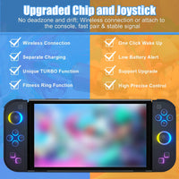 BT 5.2 Switch Joy Controller L/R RGB LED Joypad with Dual Vibration 6-Axis Wake up Gamepad For Switch/Oled/Lite Joystick Good Vibrations