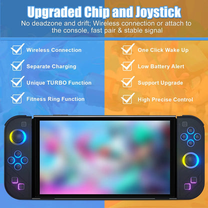BT 5.2 Switch Joy Controller L/R RGB LED Joypad with Dual Vibration 6-Axis Wake up Gamepad For Switch/Oled/Lite Joystick Good Vibrations