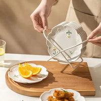 YWDL 6inch Flower Ceramic Dinner Plate Kitchen Relief Frosted Plate For Pasta, Bread, Dessert Restaurant Tableware Dish Good Vibrations