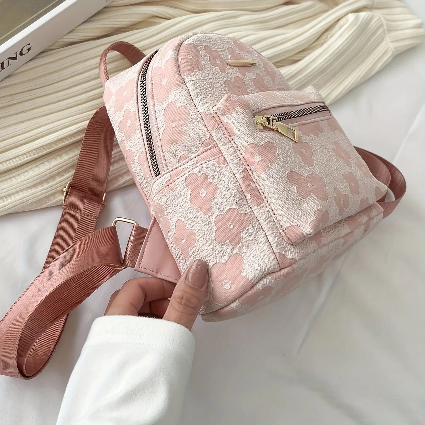 Women's Mini Backpack Fashion Solid Color Small Simple Casual Traveling Large Capacity Durable Female's Schoolbag Good Vibrations