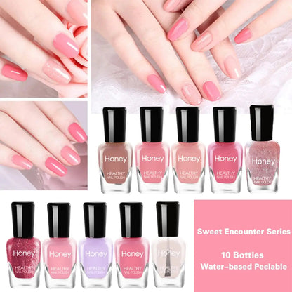 10 PCS Air Dry Nail Polish Peelable Water Based Non Toxic Odorless Quick Dry Toenail Finger Gel No Lamp Baking Nail Art Manicure Good Vibrations