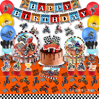 Dirt Bike Party Decor Motorcycle Banners Balloons Tableware Motocross Paper Cups Plates Napkins Motorcycle Theme Party Supplies Good Vibrations
