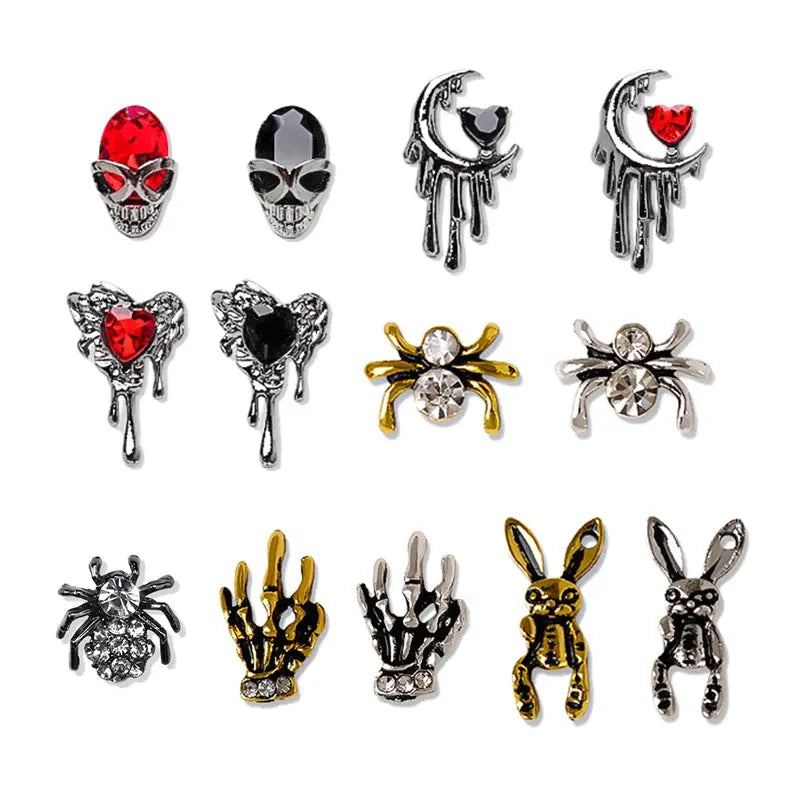 Halloween Alloy Nail Art Charms 3D Ghost Skull Pumpkin Golden Silver Classic Nails Jewelry Ornaments DIY Manicure Accessories Good Vibrations