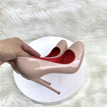 10CM 12CM Woman Stiletto Heels Fashion Round Toe Leather Women Shoes Spring Autumn Black Super High Heel Work Shoes Female Pumps Good Vibrations