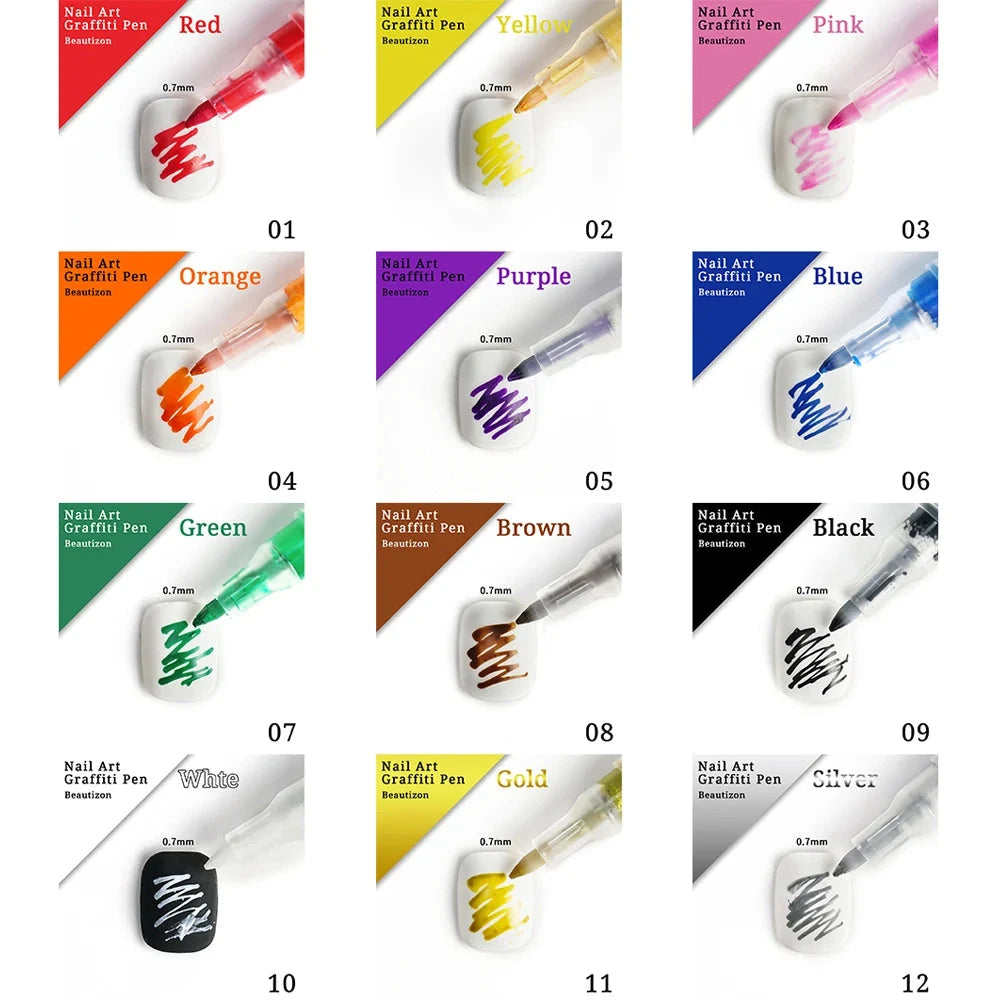Nail Art Drawing Pen 12/18/24Colors Graffiti Acrylic Pen Waterproof Painting Liner DIY 3D Abstract Colorful Beauty Manicure Tool Good Vibrations