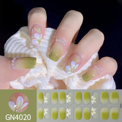 20Tips Semi-Cured Gel Nail Sticker Pure Color Uv/Led Lamp Gel Nail Polish Wraps Long-Lasting Full Cover Gel Sticker Nail Decor Good Vibrations