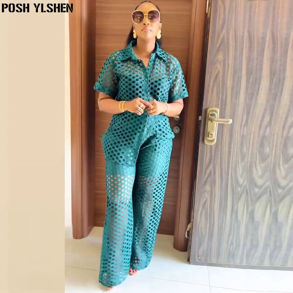 Two 2 Piece Pant Sets Women Outfit Summer Clothes African Dresses for Women 2025 New in Sexys Matching Set Dames Africa Clothing Good Vibrations