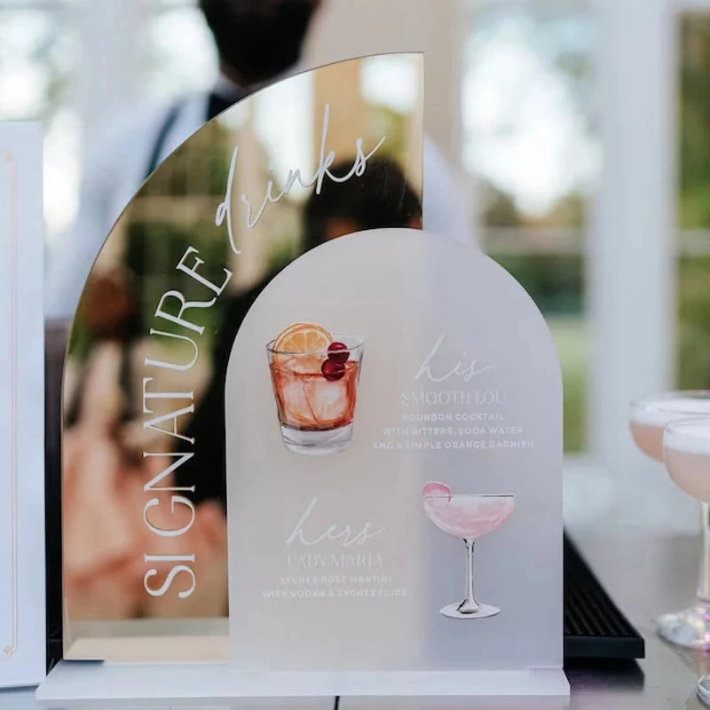 Gold Mirror Wedding Bar Menu Sign,Signature Drinks Sign,Custom Wedding Cocktails,Signature Drinks Menu,Wedding Table Decor Good Vibrations