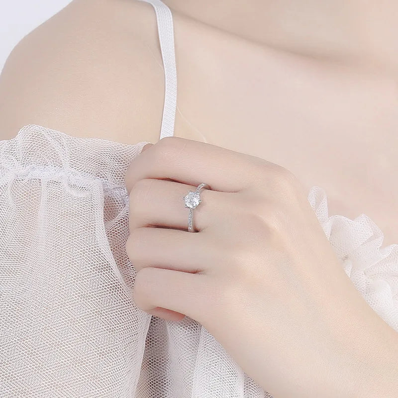 925 Sterling Silver Ring Hot AAA Zircon adjustable Size Engagement Rings For Women Wedding Ring Party Fashion Nice Jewelry Gift Good Vibrations