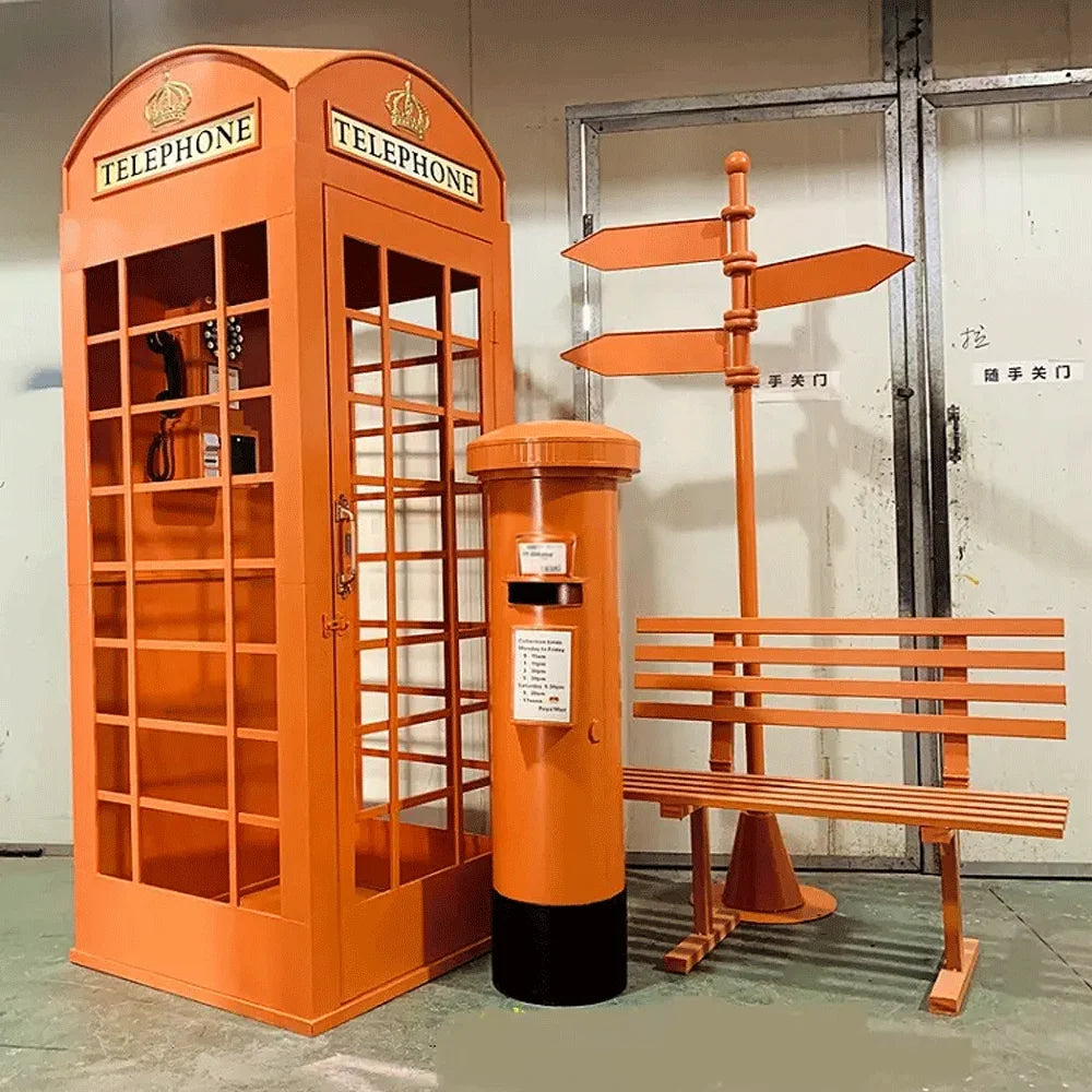 Wholesale Wedding Prop Photo Booth Flower Decoration Metal London Style Pink Telephone Booth Good Vibrations