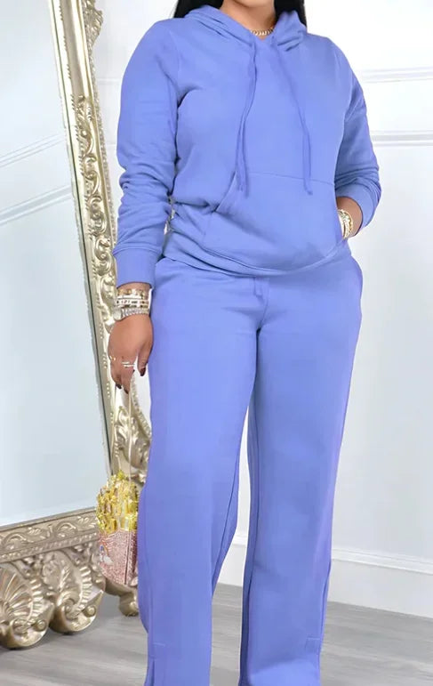 Women Sport Two Piece Outfit Winter Casual 2 Piece Set Hoodies Tops Wide Leg Pants Set Women Tracksuit Good Vibrations