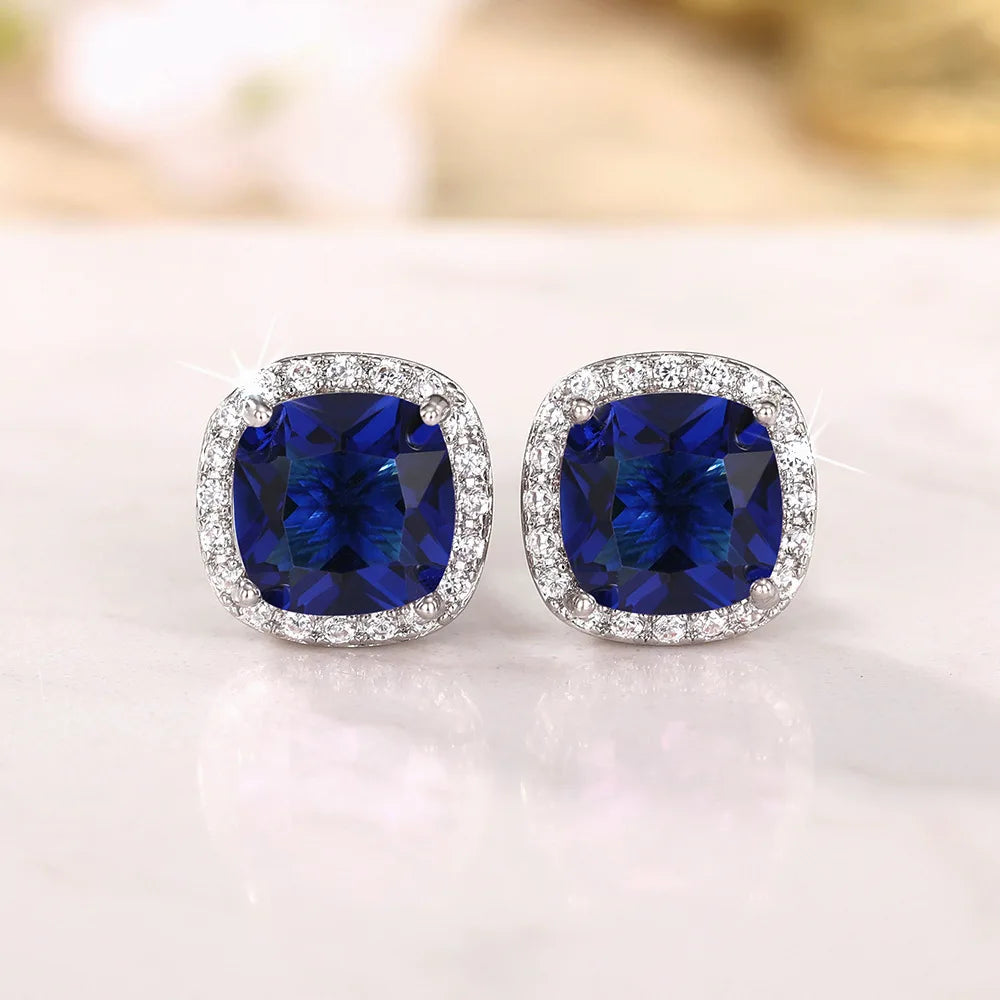 Ne'w Bright White/Yellow/Pink CZ Stud Earrings for Women Fashion Contracted Jewelry High Quality Wedding Engagement Good Vibrations