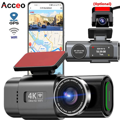 Dash Cam 4K UHD Recording Car Camera DVR Night Vision Video Recorder Built-In Wi-Fi Support GPS 24H Parking Good Vibrations