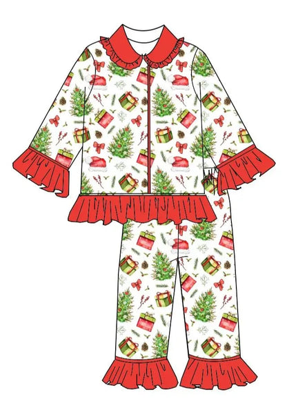 Boutique Children Candy Gifts Cookies Pajamas Sets Kids Christmas Pjamas Button Boys Girls Sleepwear Outfits Good Vibrations
