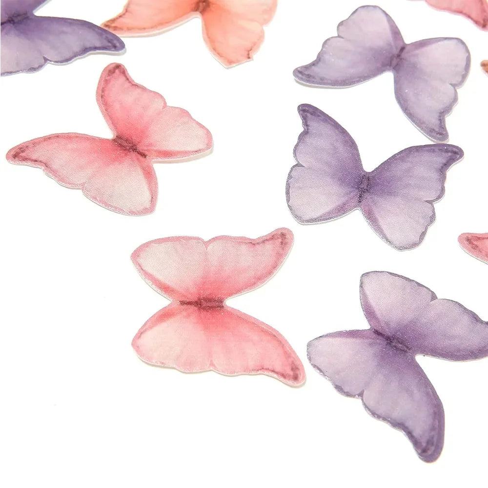 48Pcs Wafer Paper Butterflies for Cake Decor 3D Butterfly Cupcake Toppers Wedding Birthday Baby Shower Party Decoration Supplies Good Vibrations