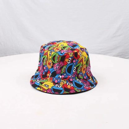 New Bucket Hat Hip Hop Men Cartoon Print Fisherman Caps Streetwear Double-sided Hats For Women Beach Cap Unisex Panama Hat Good Vibrations