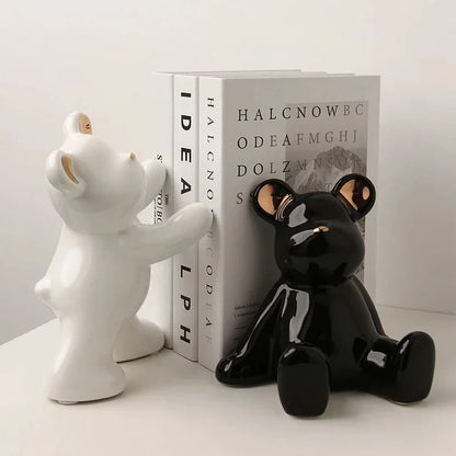 Bear Bookends Modern Luxury Cute Ceramic Home Decorations Simple Bedrooms, Bookshelves Available Good Vibrations