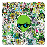 10/30/50/100pcs Funny Smoking Weed Hemp Leaves Stickers Cartoon Decals Motorcycle Laptop Luggage Car Bike Graffiti Sticker Toys GOOD Vibrations Adult Super Store