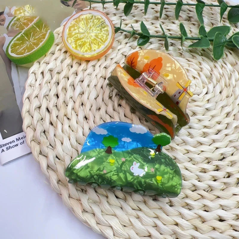 1pc Spring, Summer, Autumn, Winter Four Seasons Graffiti Claw Clip Women's Shark Clip New Rear Occipital Hair Clip Headwea Good Vibrations