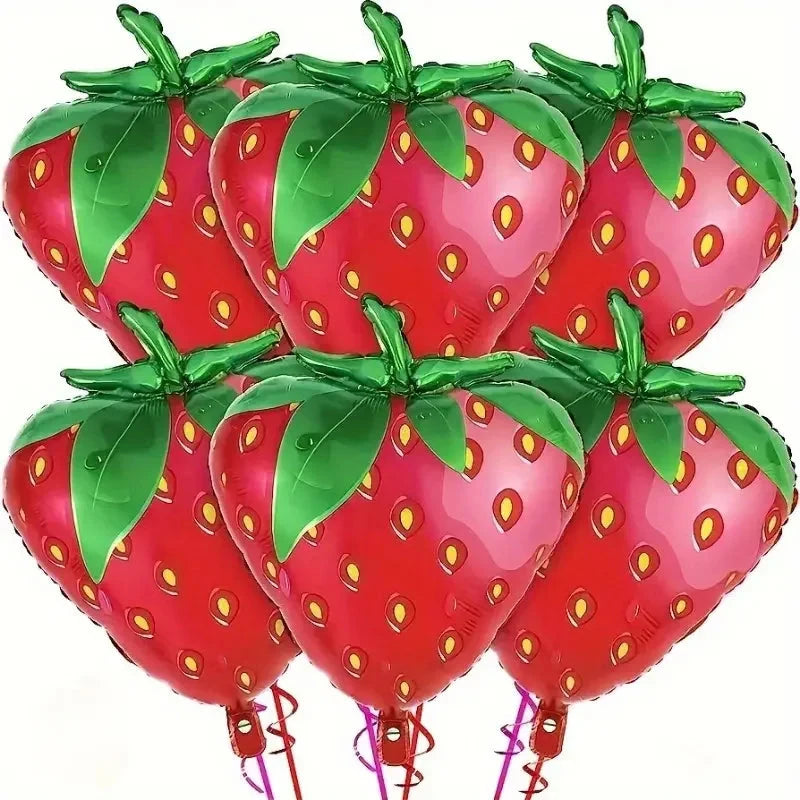 6 pieces, strawberry foil balloons, birthday party decorations, summer fruit party decorations balloons Good Vibrations