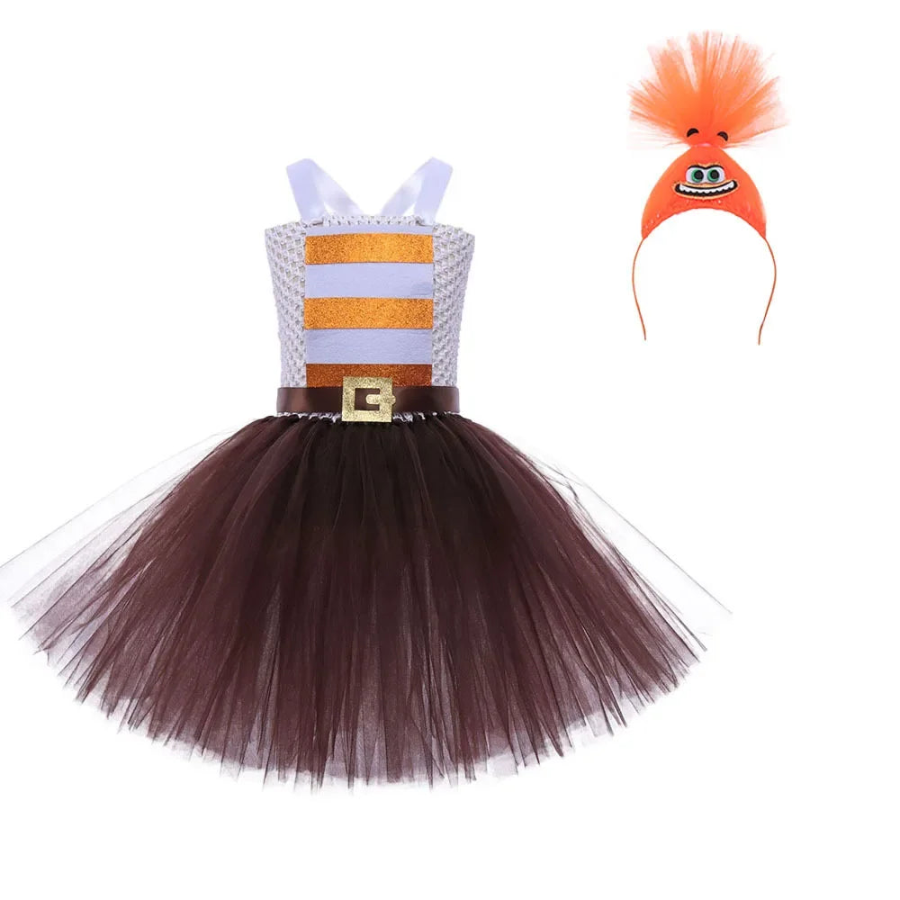 Anime Movie Disgust Anxiety Character Full Set Children Girl Sweet Cute Dress Halloween Carnival Party Stage Performance Costume Good Vibrations