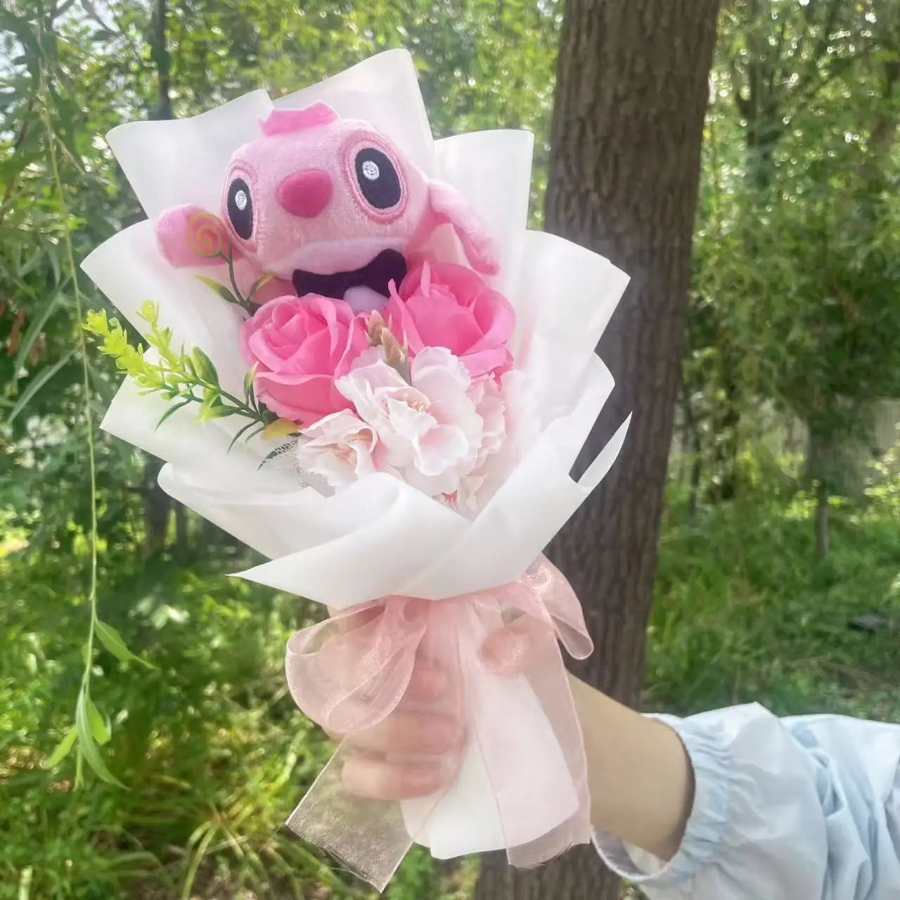 Cartoon Anime Stitch Plush Bouquet Doll Toys Stuffed Animals Creative Handmade Bouquets Birthday Christmas Valentine Gifts Good Vibrations