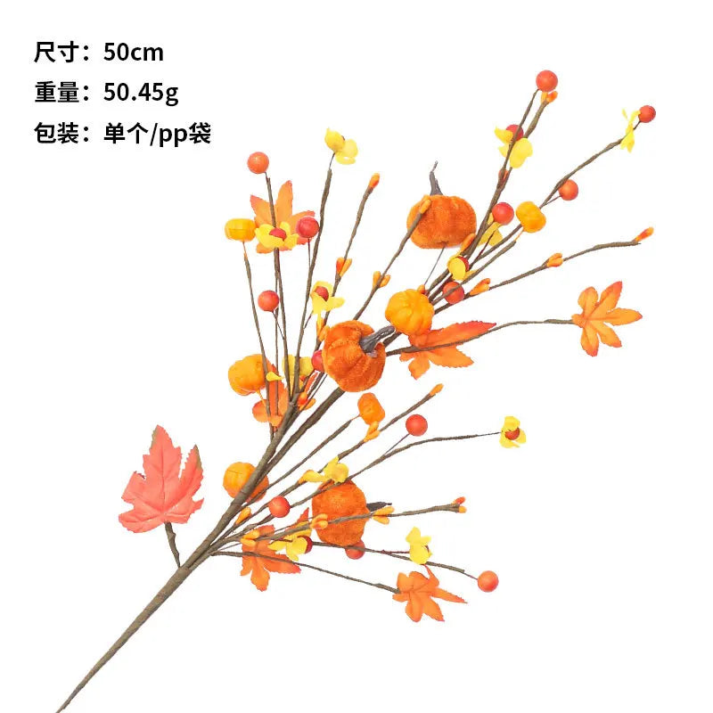 2026 Festival Party Decor Banquet Mini DIY Flower Branch for Halloween Christmas Thanksgiving Day Wedding Party Decorations 1pc Good Vibrations