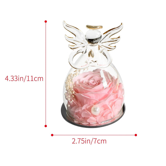 Gifts for Women Enchanted Soap Rose In Angel Glass Dome Eternal Artificial Flower Christmas Valentine's Day Gifts Wedding Supply Good Vibrations
