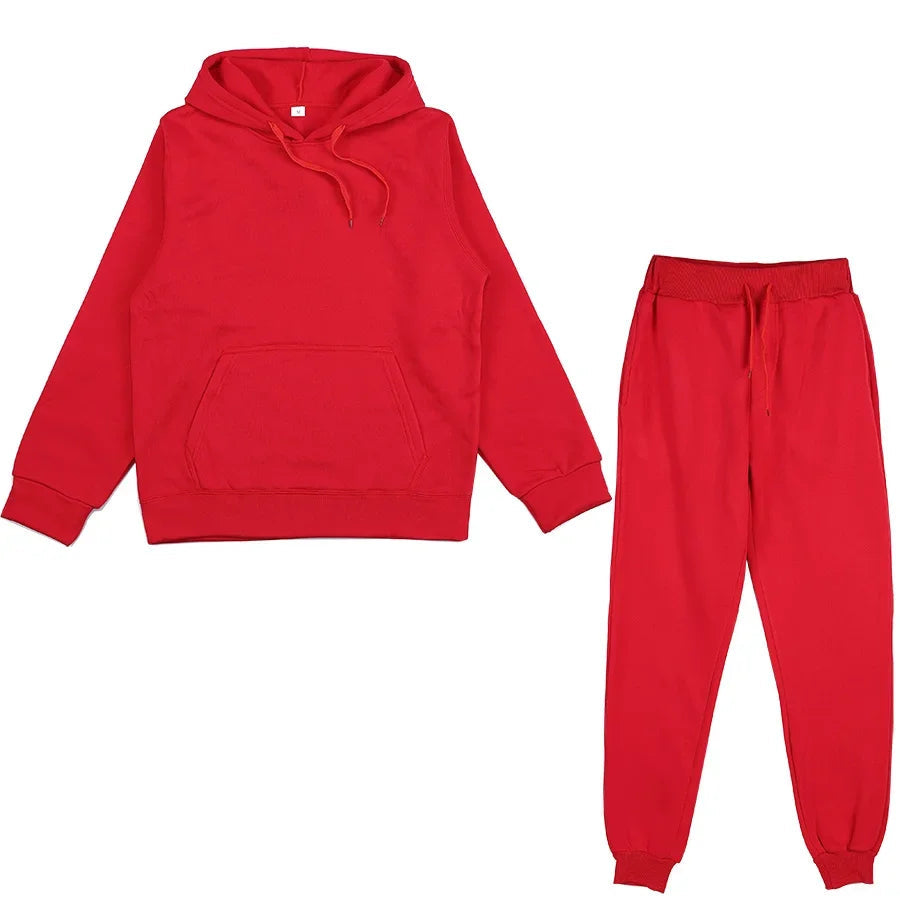 Men's Autumn and Winter New Solid Color Hoodie+pants Two-piece Set Fashionable Casual Sports Set Size S-3XL Good Vibrations
