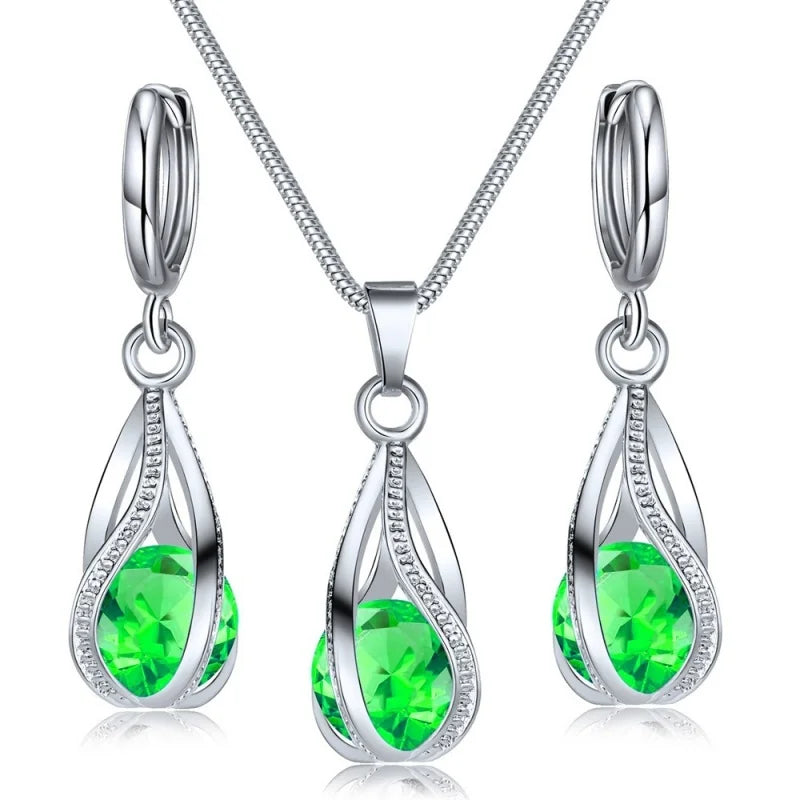 Chic Melody Pendant Necklace & Earrings Set - Glittering Zircon Crystal Jewelry for Women Good Vibrations