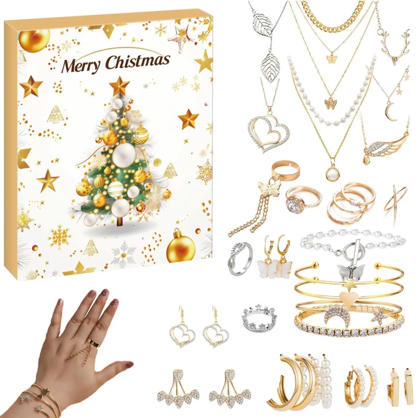 Jewelry Advent Calendar 2025 24 Day Countdown To Christmas Calendar Trendy Jewelry Set For Adult Women Teen Girls Party Gifts Good Vibrations