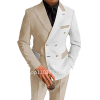 Fashion Style 2 Piece Wedding Men Suits Slim Fit Double Breasted Blazer Pants Formal Business Groom Wear Tuxedos Costume Homme Good Vibrations