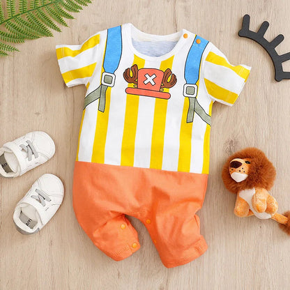 Newborn Clothing Handsome Anime Role Play Cotton Comfortable Soft Boys And Girls 0-18 Summer Short Sleeved Baby Jumpsuit Good Vibrations