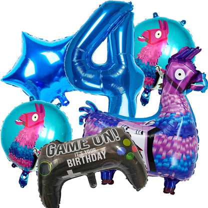 Video Game Fortnitions Birthday Party Decoration Cartoon Alpaca Llama Plate Tablecloth Baby Shower Kids Favors Party Supplies Good Vibrations