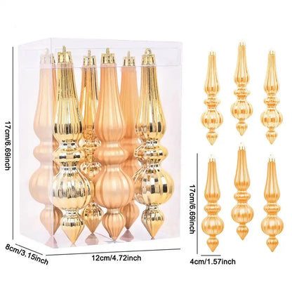 Christmas ornaments Finial Decorations 6X Hangable Christmas Finials Indoor Outdoor Decors Holiday Decoration For Mantel Tree Wedding Good Vibrations