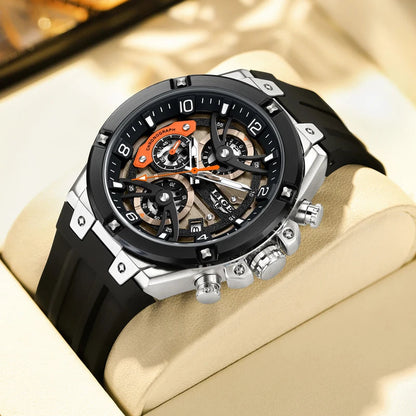 LIGE Luxury Military Men Watch Waterproof Luminous Date Sport Man Wristwatch Chronograph Silicone Strap Quartz Men's Watches Good Vibrations
