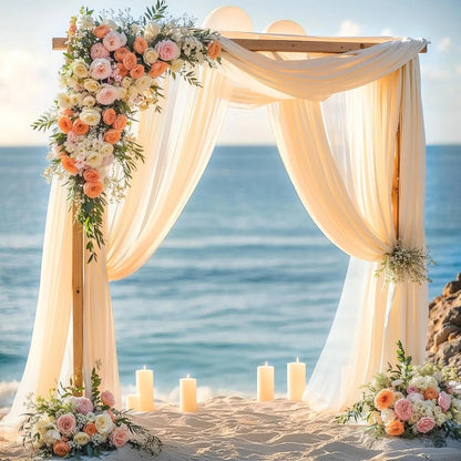 Wedding Arch Draping Fabric for Ceremony Reception Arch Decorations Chiffon Sheer Fabric Backdrop Curtains Party Bridal Shower Good Vibrations