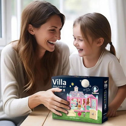 Luminous Doll House Dreamhouse for Girls Princess Playhouse Set with Dolls Furniture Accessories Pretend Play Birthday Gifts Good Vibrations