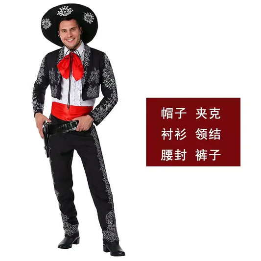 Men's Halloween American Western Heroic Character Mexican Ethnic Cospaly Costume Good Vibrations