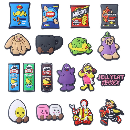 7-18pcs/SET Crisps Plush Toy Series for Shoe Charms Accessories DIY Decoration for Classic Clog Kids Gifts Good Vibrations