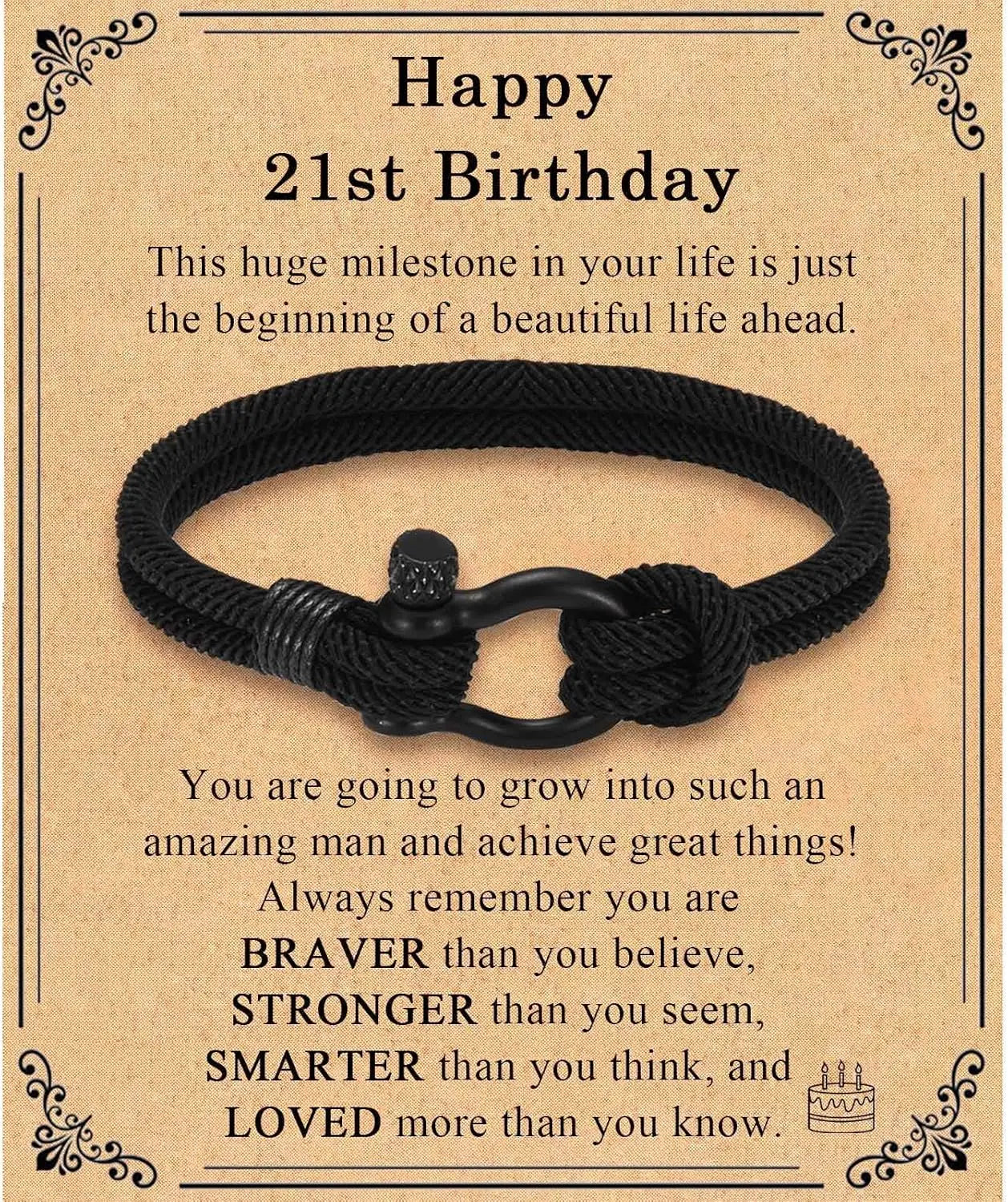 Happy Birthday Bracelets 13th 16th 18th 21st Birthday Gifts for Boys Son, Unusual Gifts for Son Grandson Nephew Brother Boys Good Vibrations