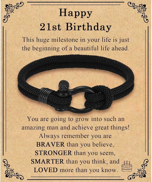 Happy Birthday Bracelets 13th 16th 18th 21st Birthday Gifts for Boys Son, Unusual Gifts for Son Grandson Nephew Brother Boys Good Vibrations