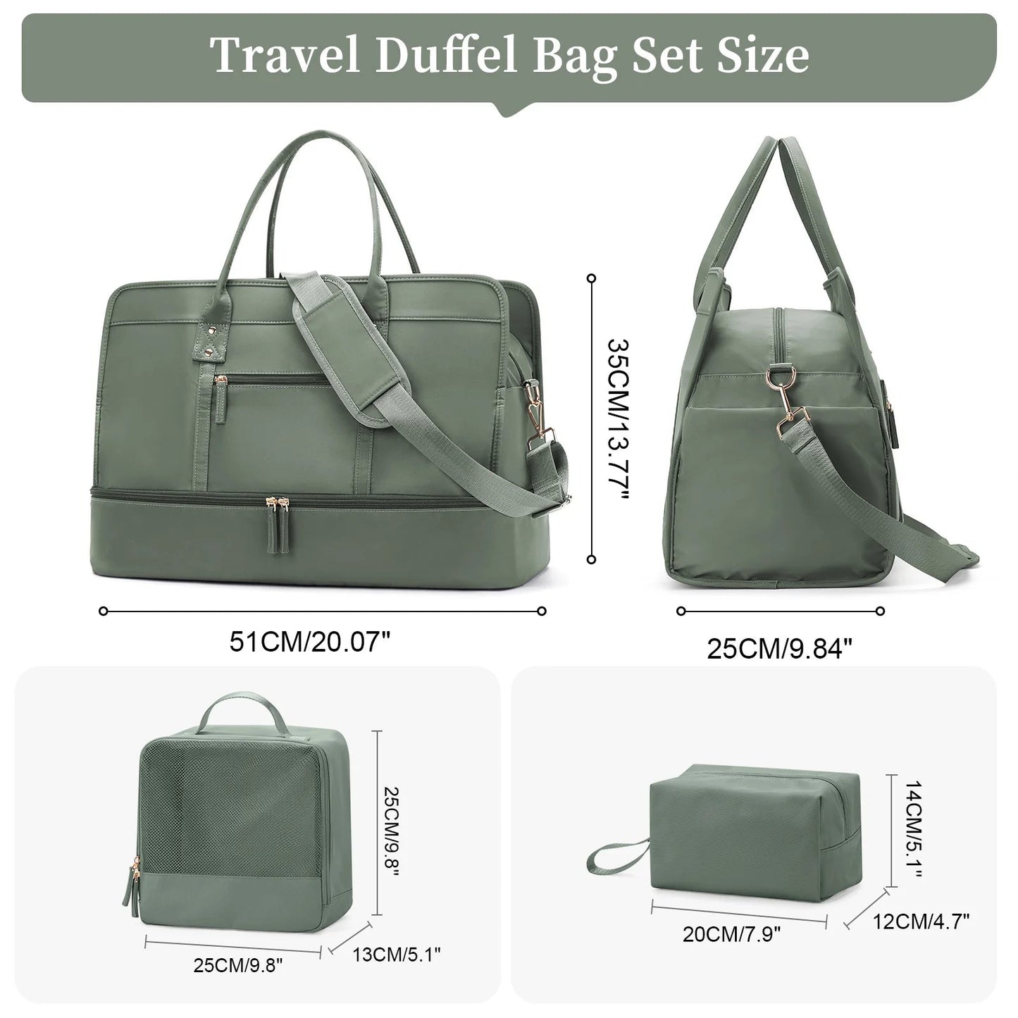 Luggage Travel Bags with a Clothes Bag and Toiletry Bag Large Capacity Daily Commuter Shoulder Bag Woman Tote Bags Handbag Woman Good Vibrations