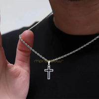 Casual Hollow Cross Necklaces for Men Boys,Waterproof Stainless Steel Cross Pendant Necklace,Religious Faith Prayer Jewelry Gift Good Vibrations