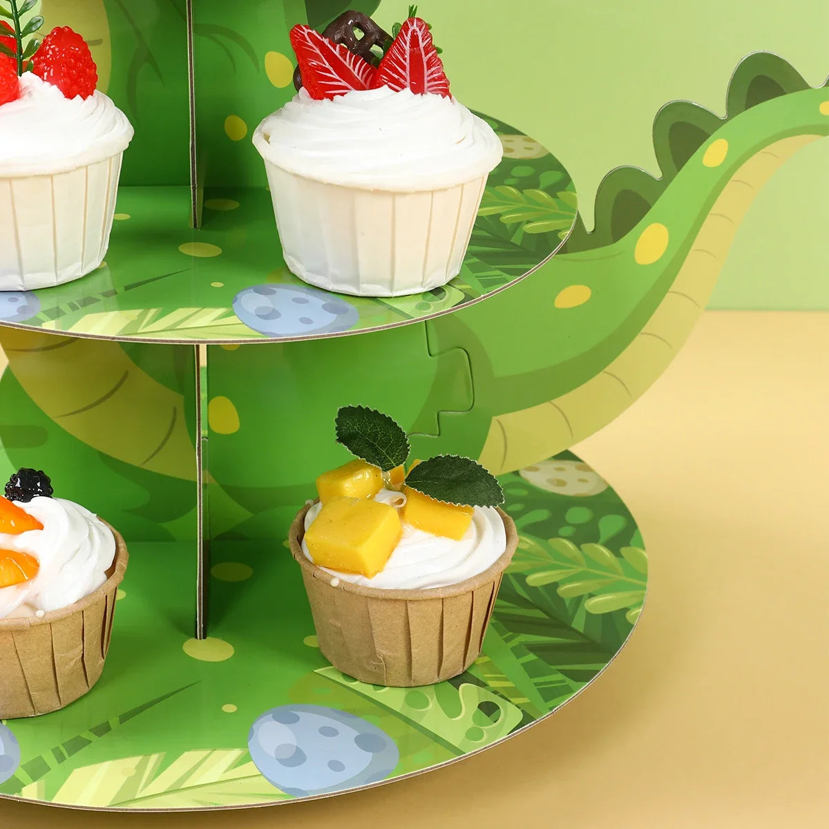 Dinosaur Cupcake Stand Birthday Party Decoration Kids Boy Girl Dino Wedding Birthday Party Supplies Favors Baby Shower Decor Good Vibrations